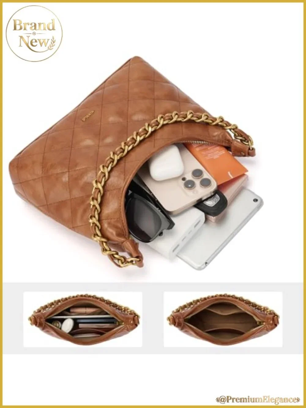 Vegan Leather Crescent Shoulder Bag - Small Crossbody Hobo Handbag for Women